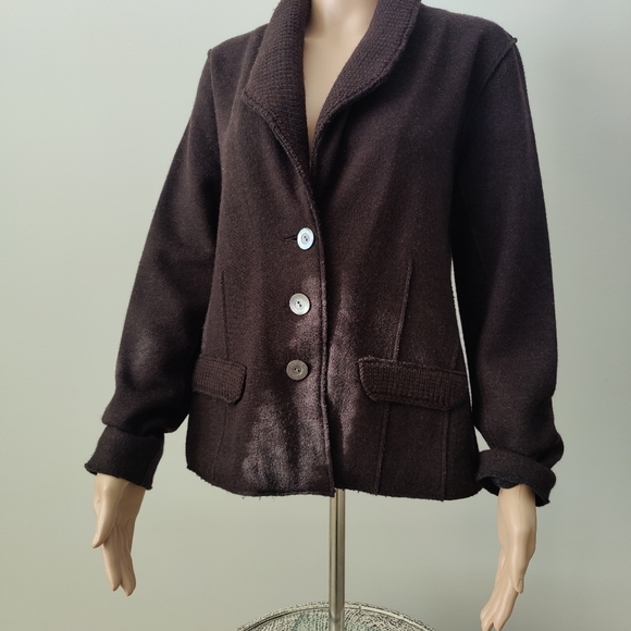 Eileen Fisher Brown Merino Wool Blazer - Picture 2 of 8